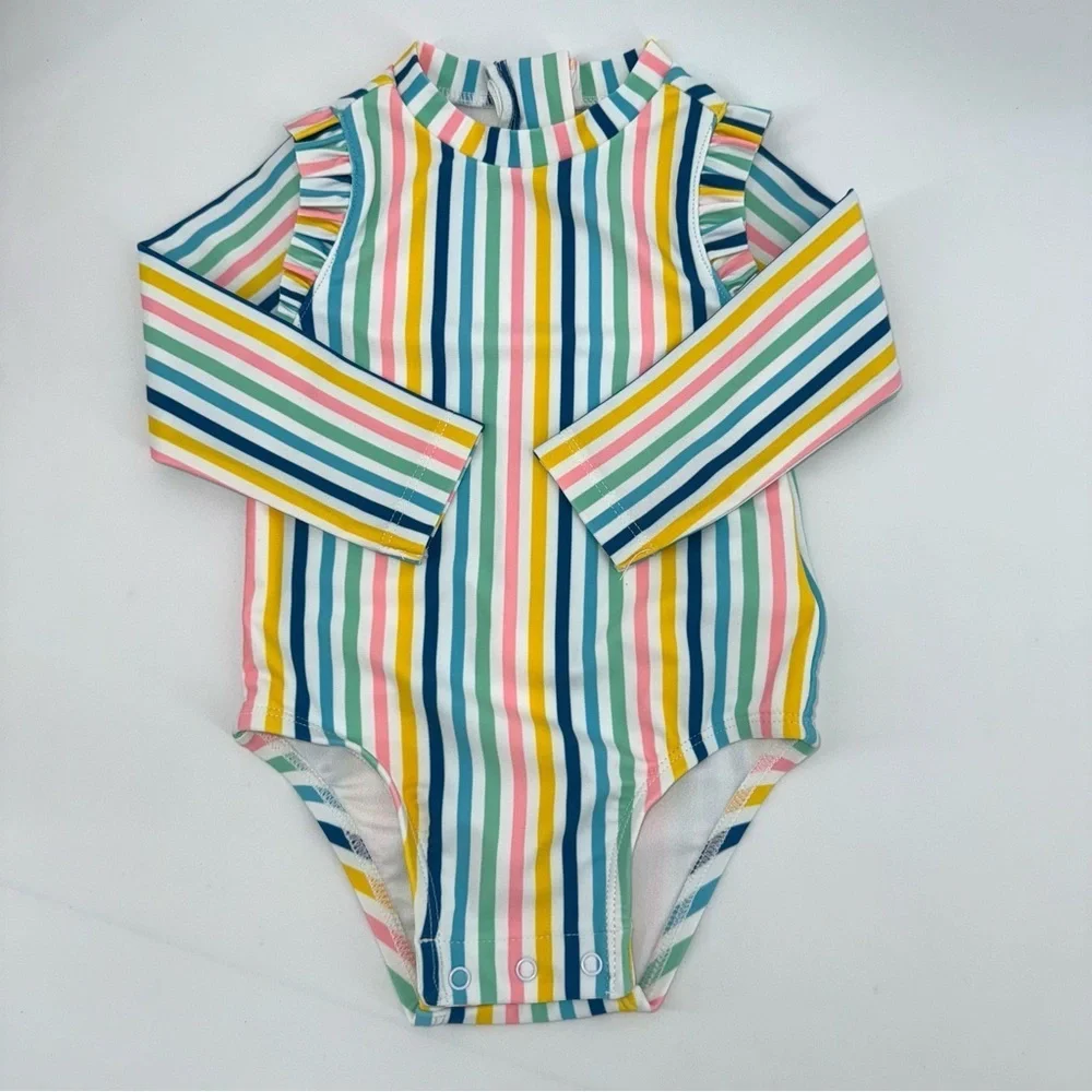 Old Navy Multicolor Striped Swimsuit Rashguard